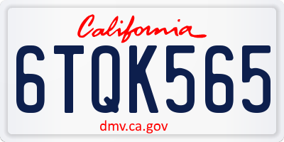 CA license plate 6TQK565