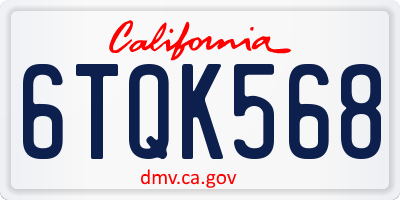 CA license plate 6TQK568