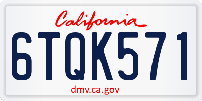 CA license plate 6TQK571