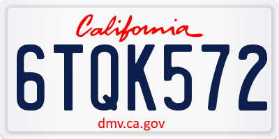 CA license plate 6TQK572