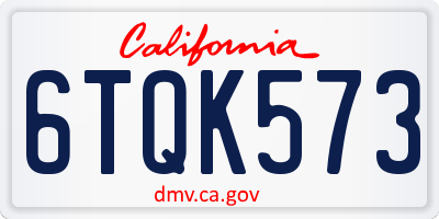 CA license plate 6TQK573