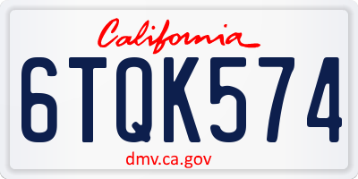 CA license plate 6TQK574