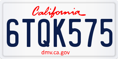 CA license plate 6TQK575