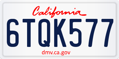 CA license plate 6TQK577