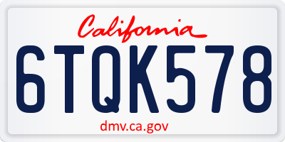 CA license plate 6TQK578