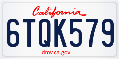 CA license plate 6TQK579