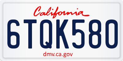 CA license plate 6TQK580