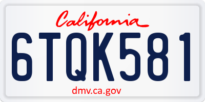 CA license plate 6TQK581