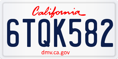 CA license plate 6TQK582