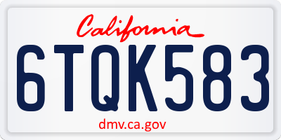 CA license plate 6TQK583