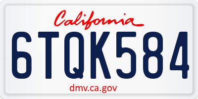 CA license plate 6TQK584