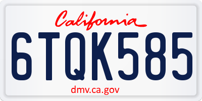 CA license plate 6TQK585