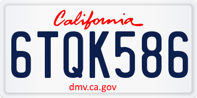 CA license plate 6TQK586