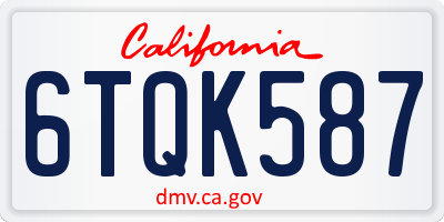 CA license plate 6TQK587