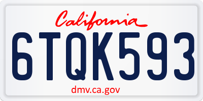 CA license plate 6TQK593