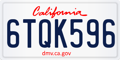 CA license plate 6TQK596
