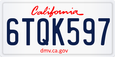 CA license plate 6TQK597