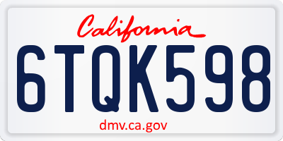 CA license plate 6TQK598