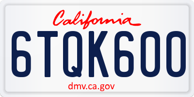 CA license plate 6TQK600