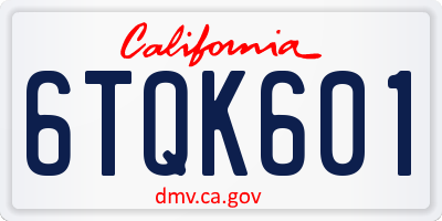 CA license plate 6TQK601