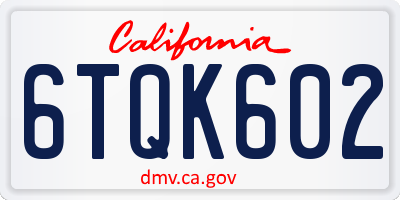 CA license plate 6TQK602