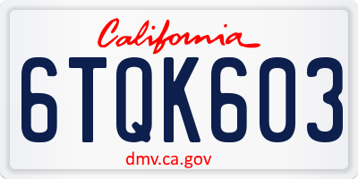 CA license plate 6TQK603