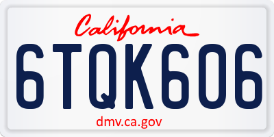 CA license plate 6TQK606