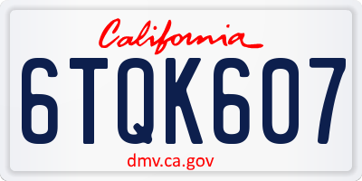 CA license plate 6TQK607