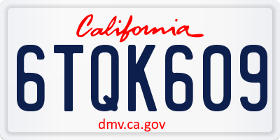 CA license plate 6TQK609