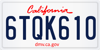 CA license plate 6TQK610