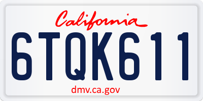 CA license plate 6TQK611