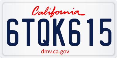 CA license plate 6TQK615