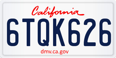 CA license plate 6TQK626