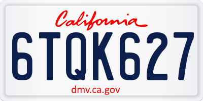 CA license plate 6TQK627