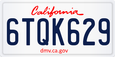 CA license plate 6TQK629