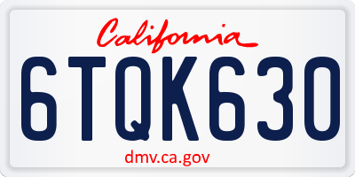 CA license plate 6TQK630