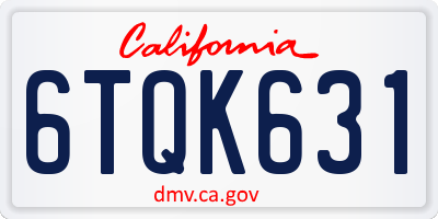 CA license plate 6TQK631