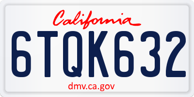 CA license plate 6TQK632