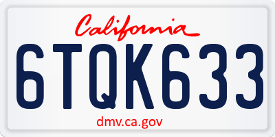 CA license plate 6TQK633