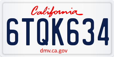 CA license plate 6TQK634