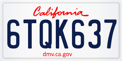 CA license plate 6TQK637