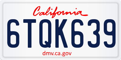 CA license plate 6TQK639