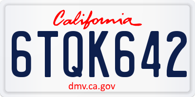 CA license plate 6TQK642