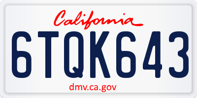CA license plate 6TQK643
