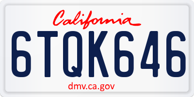 CA license plate 6TQK646