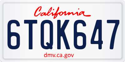 CA license plate 6TQK647