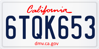 CA license plate 6TQK653