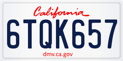 CA license plate 6TQK657