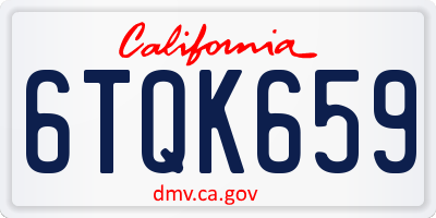 CA license plate 6TQK659