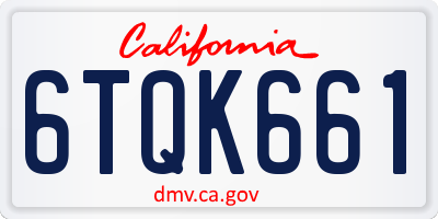 CA license plate 6TQK661